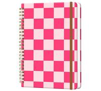 WLPFSAHF Spiral Journal Notebook for Women, Hardcover A5 College Ruled Notebook, 60 Sheet, Thick Paper, Cute Lined Journal for School, Office & Work, 6 x 8.4 in(Pink Checkered)
