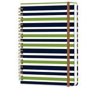 WLPFSAHF Spiral Journal Notebook for Women, Hardcover A5 College Ruled Notebook, 60 Sheet, Thick Paper, Cute Lined Journal for School, Office & Work, 6 x 8.4 in(Blue Green White Stripe)