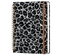 WLPFSAHF Spiral Journal Notebook for Women, Hardcover A5 College Ruled Notebook, 60 Sheet, Thick Paper, Cute Lined Journal for School, Office & Work, 6 x 8.4 in(Leopard Skin)