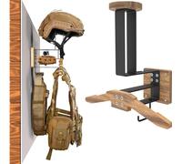 WLSANX Soporte de pared para equipo táctico, soporte para casco de motocicleta, percha para chaqueta, estante portaplacas, organizador de exhibición para policía, fútbol, ciclismo (madera sin tratar)