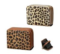 wlsvega 2 Piezas Elegante Cartera con Estampado De Leopardo, Cremallera De Doble Compartimento Mujeres En CumpleañOs, Navidad O como Recuerdo (MarróN/Beige)