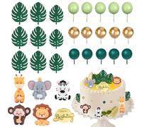 wlsvega 30 Piezas Decoracion Tarta - Topper Tarta Selva - Decoracion Tarta Selva - Para CumpleañOs SelváTicos,Fiestas de Bienvenida al Bebé Y Celebraciones Familiares