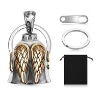 wlsvega Guardian Bell - Campana Moto - Motorcycle Bell - Estilo Punk con Llavero Para La Buena Suerte, Adecuado Para Decorar Motos(Viene Con una Bolsa de Terciopelo Y un Soporte Para el Timbre)