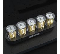 WLSYX Reloj LED De Tubo Nixie, Lámpara Reloj Nixie RGB IPS con Diseño Integrado Y 5 Pantallas LED, Hora, Fecha, Color, Brillo Y Modos Personalizados, Chip Preciso Y Larga Vida Útil, para Decoración