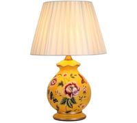 WLTDYZZLDN lamp Lámpara pequeña de mesa rústica estilo cabaña, lámpara cerámica con diseño pájaro amarillo y flor for dormitorio, decorativa porcelana azul for mesita noche, escritorio granja lampara