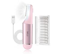 WLU Dermaplane - Maquinilla de afeitar para mujer con 10 cuchillas reemplazables, herramienta de dermaplaning para eliminar el vello facial y la pelusa de melocotón, herramienta de dermaplaning sónico