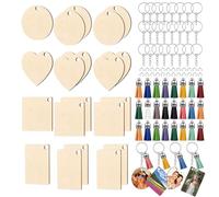 WLUOS Llaveros de Madera,24 Piezas Llavero de Madera,Llavero en Blanco Madera Rodajas de Madera Redondo Llaveros Madera para Grabar para Bricolaje Manualidades Llavero Madera Colgantes de Decorar