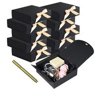 WLUSEAXI Paquete de 12 cajas de regalo con bolígrafo (6.5 x 6.5 x 2 pulgadas) (negro)
