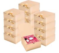 WLUSEAXI Paquete de 12 cajas de regalo con tapas, cajas de regalo a granel con cinta, caja de propuesta de dama de honor para regalos, cajas de regalo de papel kraft para boda, Navidad, Halloween,