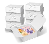 WLUSEAXI Paquete de 12 cajas de regalo con tapas de 10 x 10 x 4 pulgadas (blanco)