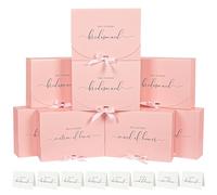 WLUSEAXI Paquete de 8 cajas de propuesta con tarjetas, cajas de dama de honor y matrona de honor, regalos de propuesta blanca y rosa
