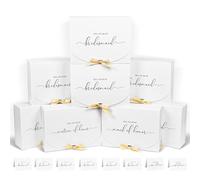 WLUSEAXI Paquete de 8 cajas de propuesta de dama de honor con tarjetas de dama de honor, cajas de dama de honor con cinta, caja de propuesta de dama de honor, cajas blancas para propuesta de dama de