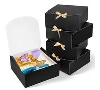 WLUSEAXI Paquete de 8 cajas de regalo con tapas de 12 x 12 x 5 pulgadas (negro)