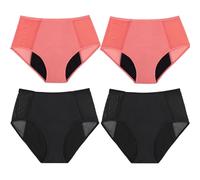 WLXFF 4pcs Bragas Menstruales Flujo Abundante, Hueco Sexy Ropa Interior Menstrual, Empalme Malla Bragas Postparto, CóDigo Grande Braguitas Postparto