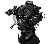 WLXW Casco Protector Táctico Ajustable For Airsoft con Auriculares, Gafas, Luz, Batería Bolsa For CS, Caza Aire Libre, Paintball, Tiro, Equipo Juego Guerra(B3)