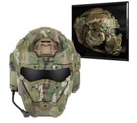 WLXW Casco Táctico Asalto For Caza, Protección Integral Motocicleta Auriculares Comunicación, Ventilador Antivaho Máscara Abatible(BK)