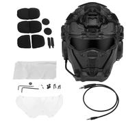 WLXW Casco Táctico Asalto For Caza, Protección Integral Motocicleta Auriculares Comunicación, Ventilador Antivaho Máscara Abatible(BK)