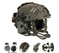 WLXW Casco Táctico con Auriculares, 4 En 1, Ajustable Mejorado, con Funda For CS, Caza, Paintball, Airsoft, Cosplay, Equipo Militar(Set -B)
