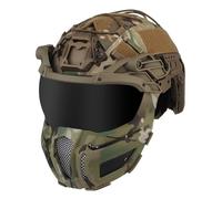 WLXW Casco Táctico Fast, Máscara Media Cara Gafas Abatibles, Lentes Negras/Transparentes (2 Unidades) Equipo Caza, Airsoft, CS, Paintball(CP)