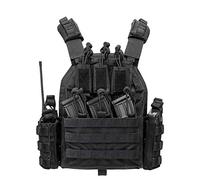 WLXW Chaleco Táctico de Airsoft, Militar Al Aire Libre Ejército Poliéster Juego de Guerra Caza Chaleco de Excursión Que Acampa, Nylon Ajustable Molle Chaleco Caza Excursión Acampa,Negro