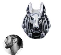 WLXW Pendientes de Plata Esterlina 925 del Antiguo Mito Egipcio Anubis, Pendientes de Cabeza de Lobo para Hombre Y Mujer, Accesorios de Moda Hipoalergénicos, 2pcs