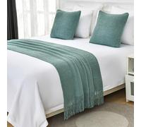 WLYCSYP Caminos de cama de punto, bufanda de color sólido con borla, manta de lujo que no se decolora para dormitorio, hogar, hotel, 65 x 260 cm