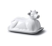WM Bartleet & Sons 1750 Plato de Mantequilla Tradicional de Porcelana, 19 cm, diseño de Vaca con Tapa, Color Blanco