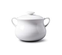 WM Bartleet & Sons 1750 T411 - Cuenco individual de porcelana tradicional con tapa para sopa y guiso de cebolla francesa con asas, 500 ml, color blanco