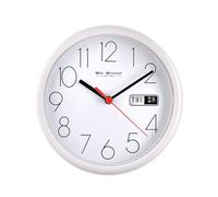 Wm.Widdop Day/Date Wall Clk-White Case/White Dial 8.5"Rnd +B