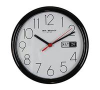 WM. Widdop - Reloj de pared con día/fecha, CLK-Black, esfera blanca, 21,6 cm RND