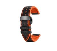 WMAMBZNDHP 20 22 24 mm Correa de reloj Fit for Omega Fit for Casio Fit for Tissot Fit for Breitling Fit for Seiko Correa PU + Pulsera de goma Pulsera negra naranja azul(Black orange black B,20mm)