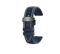 WMAMBZNDHP 20 22 24 mm Correa de reloj Fit for Omega Fit for Casio Fit for Tissot Fit for Breitling Fit for Seiko Correa PU + Pulsera de goma Pulsera negra naranja azul(Blue white black B,24mm)