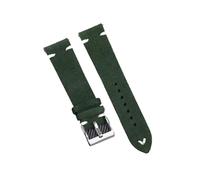 WMAMBZNDHP Correa de reloj de cuero de gamuza, 18mm, 20mm, 22mm, correa Vintage gris, pulsera de repuesto suave, correa de reloj Universal con costuras hechas a mano(Green white,20MM_STEEL BUCKLE)