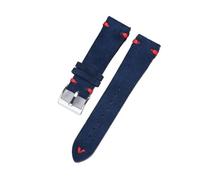 WMAMBZNDHP Correa de reloj de cuero de gamuza, 18mm, 20mm, 22mm, correa Vintage gris, pulsera de repuesto suave, correa de reloj Universal con costuras hechas a mano(Blue red,20MM_ROSE GOLD BUCKLE)