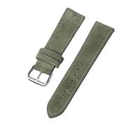 WMAMBZNDHP Correa de reloj de cuero Vintage, pulsera de repuesto Universal hecha a mano, 18mm, 19mm, 20mm, 21mm, 22mm, 24mm, marrón y gris(Green,18MM_STEEL COLOR BUCKLE)