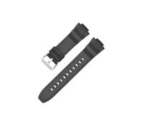 WMAMBZNDHP Correa De Silicona For Reloj Casio, Compatible Con MCW-100H/110H/W-S220/HDD-S100 WV-200/AE-2000/2100, Correa De Resina De 16mm, Accesorios For Reloj(16mm black silver)