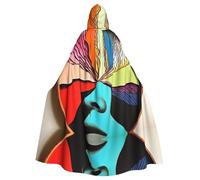 WMASTNjgdA Arte abstracto, cara en un disco, poncho único de oscuridad, manta personalizable para mujer, accesorio perfecto para disfraz de Halloween, caballero, Akatsuki y más