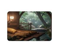 WMASTNjgdA Cómodo felpudo personalizado con diseño de casa de árbol para dormitorio, tapete de puerta delantera para uso en interiores y exteriores, tapete de bienvenida personalizado con material de