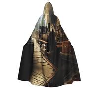 WMASTNjgdA El tren corre en una taberna medieval, poncho único de oscuridad, manta personalizable para mujeres, accesorio perfecto para disfraz de Halloween, caballero, Akatsuki y más