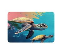 WMASTNjgdA Felpudo personalizado único con diseño de tortuga cómic, tapete para puerta delantera para uso en interiores y exteriores, tapete de bienvenida personalizado con material de poliéster