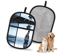 WMASTNjgdA Guante reutilizable de jirafa para depilación de mascotas, elegante guante electrostático de impresión completa para pelo de perro y gato, herramienta de aseo suave y limpieza de muebles