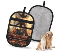 WMASTNjgdA Guante reutilizable para depilación de mascotas con diseño de jirafa íntima | Elegante guante electrostático de impresión completa para pelo de perro y gato | Herramienta de aseo suave y
