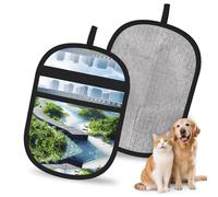 WMASTNjgdA Guante reutilizable para depilación de mascotas Tropical Coastal Cities | Elegante guante electrostático de impresión completa para pelo de perro y gato | Herramienta de aseo suave y