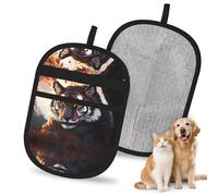 WMASTNjgdA Guante reutilizable The Majestic Tiger para depilación de mascotas, elegante guante electrostático de impresión completa para pelo de perro y gato, herramienta de aseo suave y limpieza de