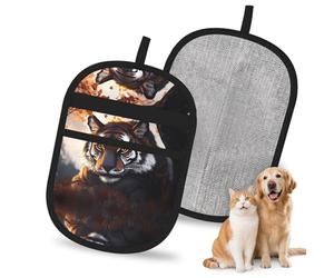 WMASTNjgdA Guante reutilizable The Majestic Tiger para depilación de mascotas, elegante guante electrostático de impresión completa para pelo de perro y gato, herramienta de aseo suave y limpieza de