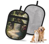 WMASTNjgdA Guante reutilizable The Path of Blooming Flowers Leading to Heaven para depilación de mascotas | Elegante guante electrostático de impresión completa para pelo de perro y gato | Herramienta