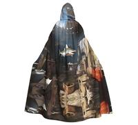 WMASTNjgdA Poncho único con diseño de pez en el cielo, manta personalizable para mujer, accesorio perfecto para disfraz de Halloween, caballero, Akatsuki y más