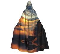 WMASTNjgdA Poncho único de oscuridad con el sol saliendo entre dos montañas. Manta personalizable para mujer, accesorio perfecto para disfraz de Halloween, caballero, Akatsuki y más