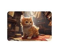 WMASTNjgdA Un bonito felpudo personalizado con diseño de gato, tapete para puerta delantera para uso en interiores y exteriores, tapete de bienvenida personalizado con material de poliéster duradero y