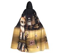 WMASTNjgdA Un bonito poncho steampunk con gato atigrado único para la oscuridad, manta personalizable para mujer, accesorio perfecto para disfraz de Halloween, caballero, Akatsuki y más